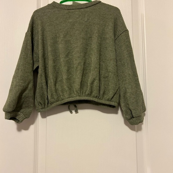 Old Navy | Olive Green Ribbed Drawstring Sweatshirt - Picture 3 of 3